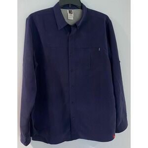 The North Face First Trail UPF Shirt Men's L‎ Blue Long Sleeve Hiking Snap Front